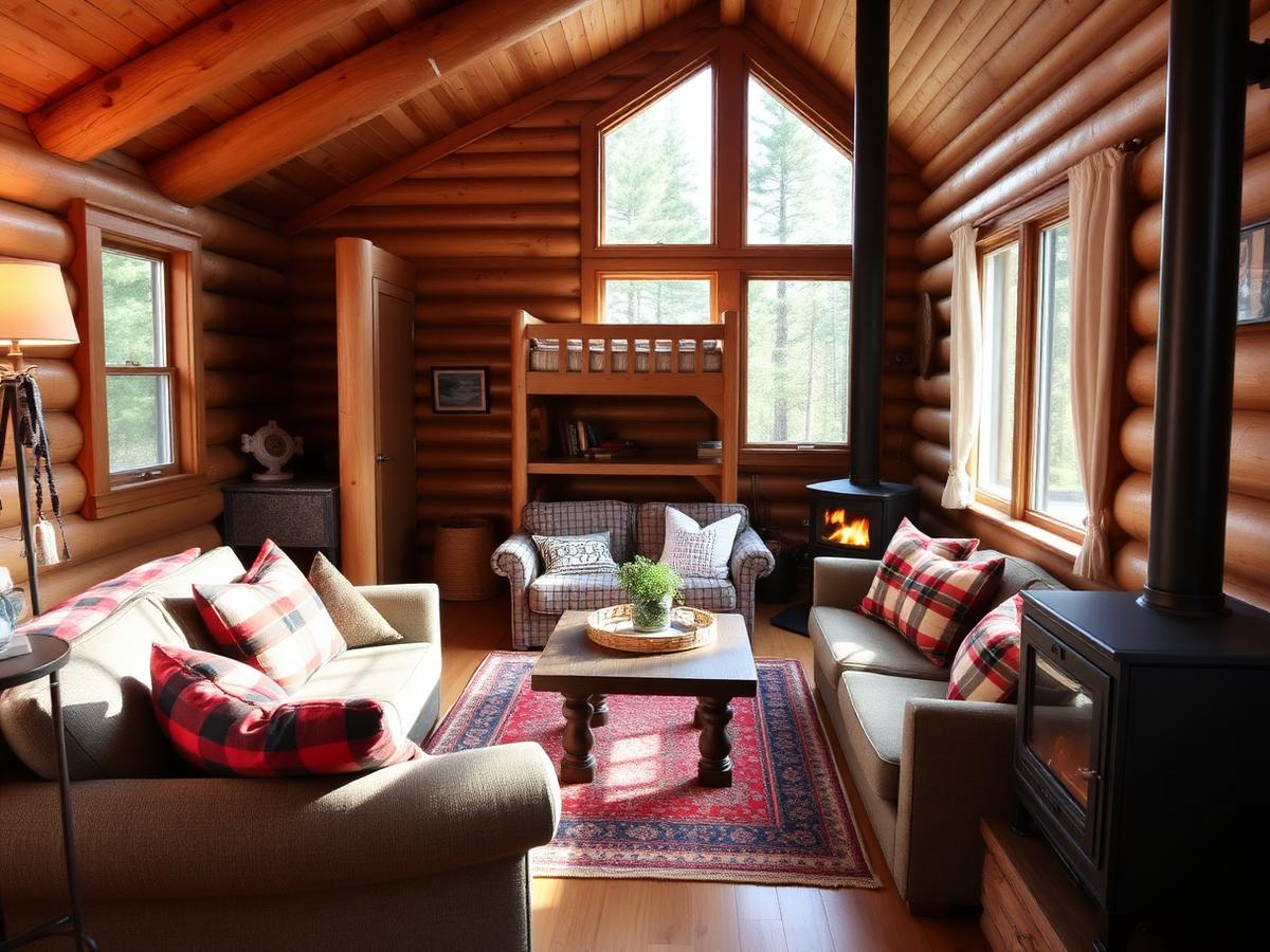 Furnished mountain cabin vacation rental living room in Northern Arizona
